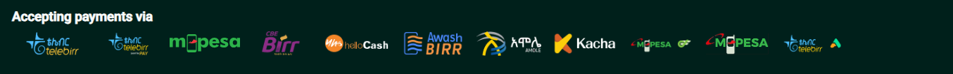 Accepted payment methods at QwickBirr including Telebirr, CBE, and more